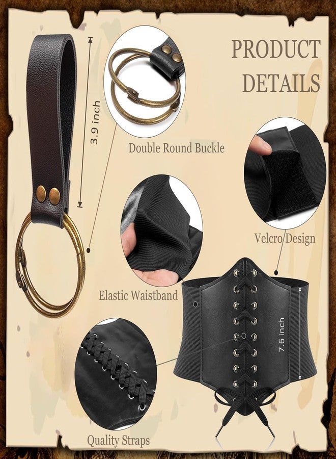 SUMGOGO 5PCS Corset Renaissance Belt Medieval Renaissance Belt Pouch Cork Potion Bottle Hikes Festival Halloween Costume Accessories (Black, M-Waist/31.5"-38") - Image 4